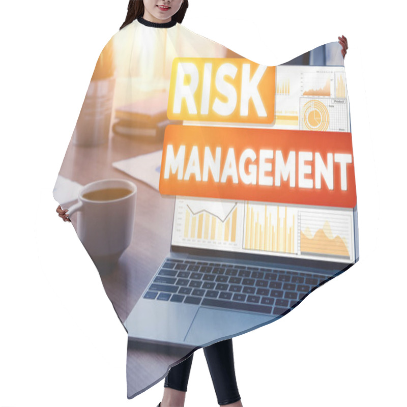 Personality  Risk Management And Assessment For Business Investment Concept. Modern Graphic Interface Showing Symbols Of Strategy In Risky Plan Analysis To Control Unpredictable Loss And Build Financial Safety. Hair Cutting Cape