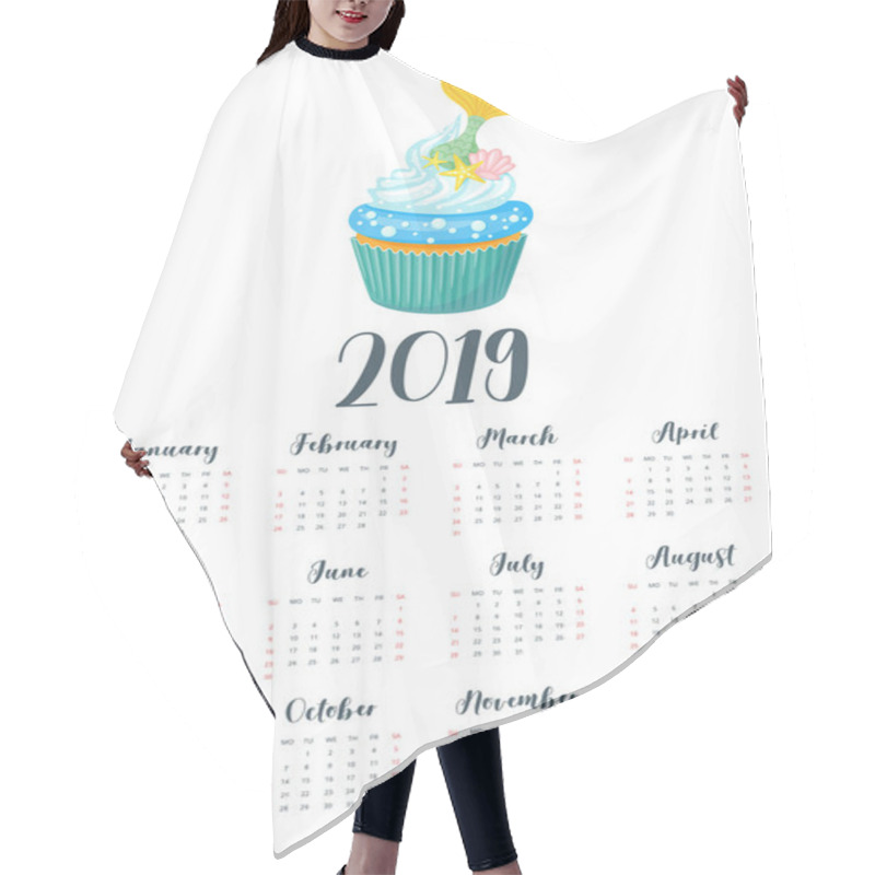 Personality  2019 Year Calendar With Cupcake Hair Cutting Cape