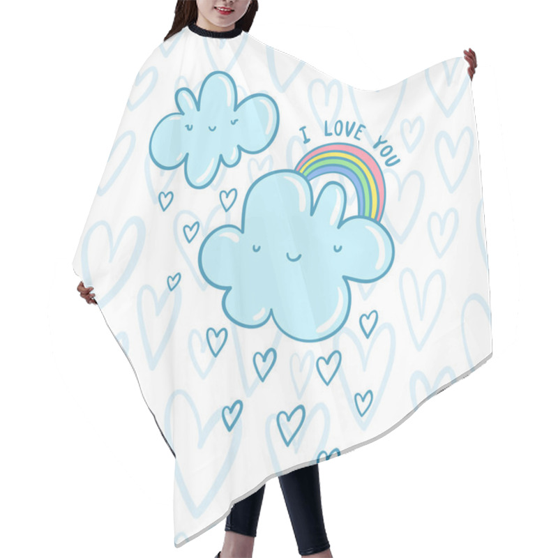 Personality  I Love You Blue Valentine Clouds Hair Cutting Cape