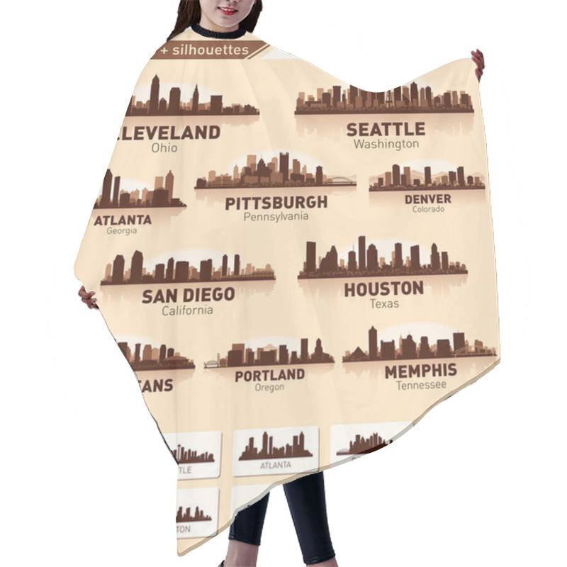 Personality  Skyline City Set. 10 Cities Of USA #2 Hair Cutting Cape