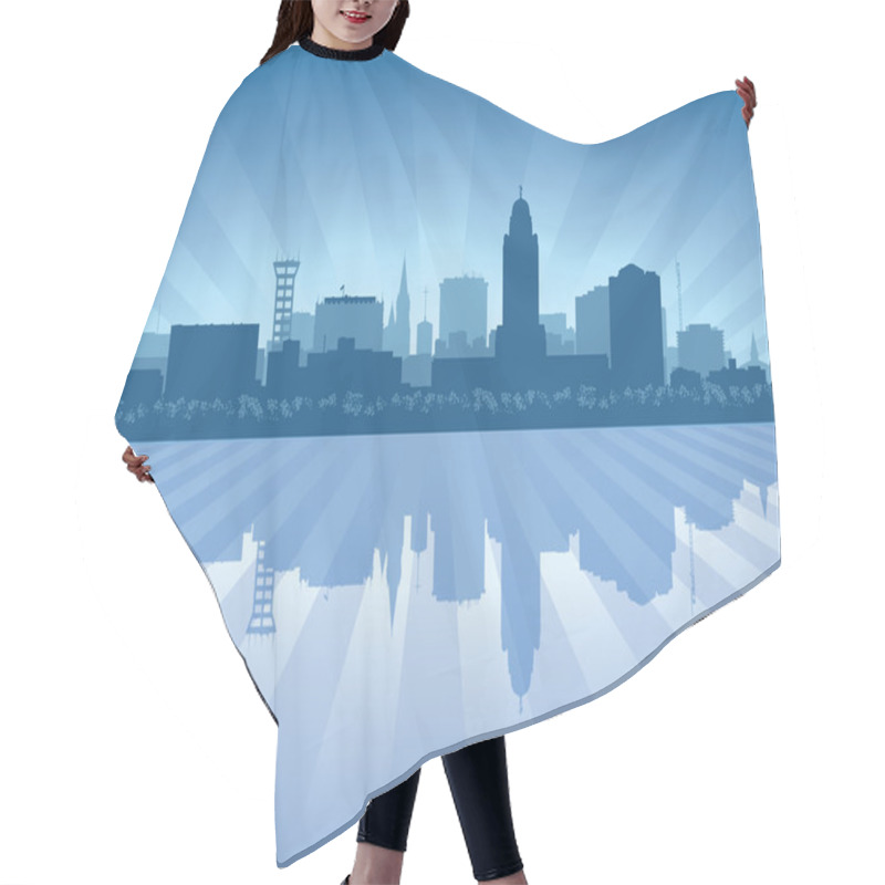 Personality  Lincoln Nebraska City Skyline Vector Silhouette Hair Cutting Cape