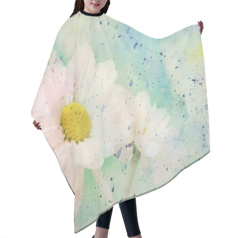 Personality  Scenic Artwork With Cute Chamomile Flowers Hair Cutting Cape