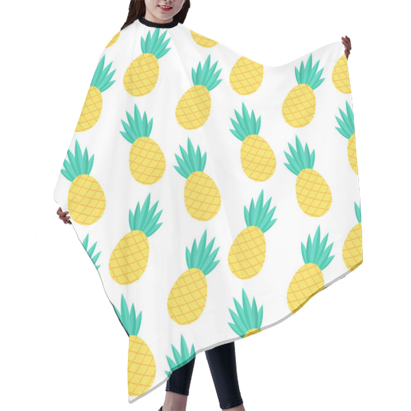 Personality  Pineapples Seamless Pattern. Vector Illustration For Textiles And Wallpapers. On A White Background. Doodle Style Tropical Fruits Hair Cutting Cape