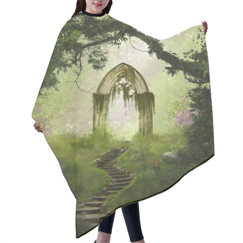 Personality  Fantasy Gate In The Forest Hair Cutting Cape