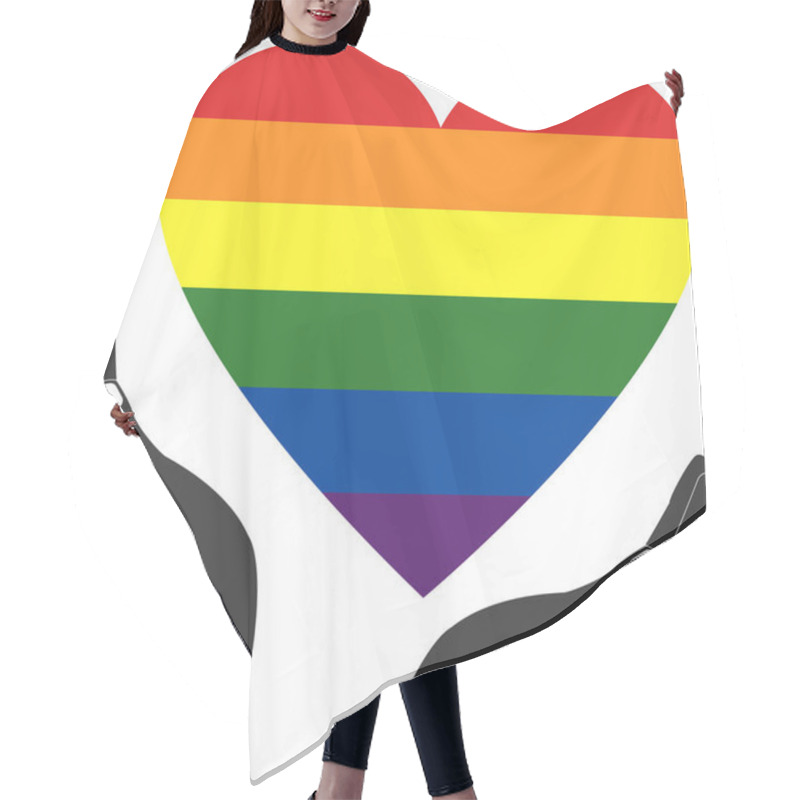 Personality  Illustration Of Hands Near Heart With Rainbow Lgbt Flag On White Hair Cutting Cape