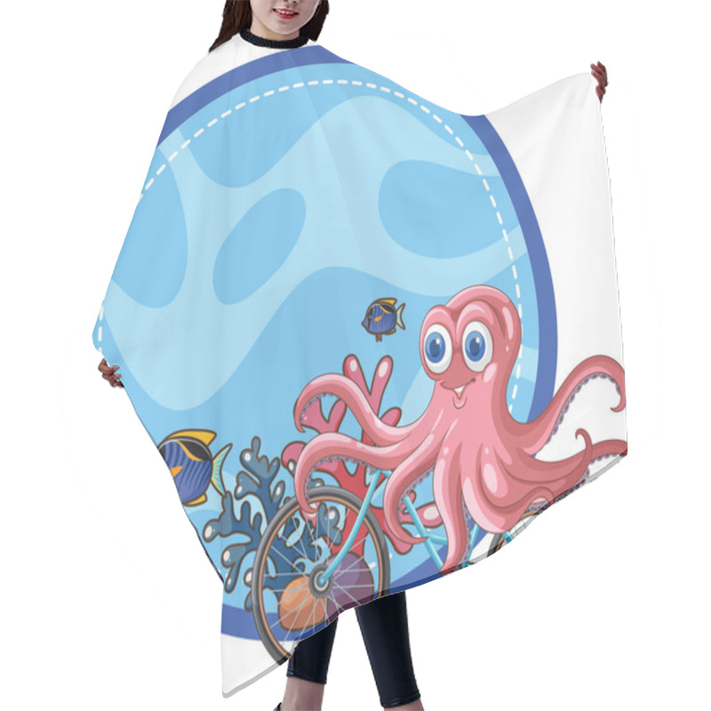 Personality  Cheerful Octopus Cycling With Fish Companions Hair Cutting Cape