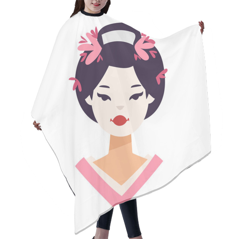 Personality  Vector Japanese Geisha Girl Hair Cutting Cape