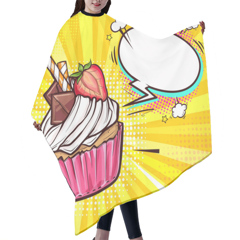 Personality  Tasty Cupcake With Cream And Decorations On Top Hair Cutting Cape