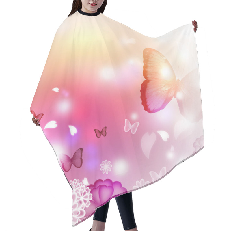 Personality  Blossoms And Butterflies Illustration Hair Cutting Cape