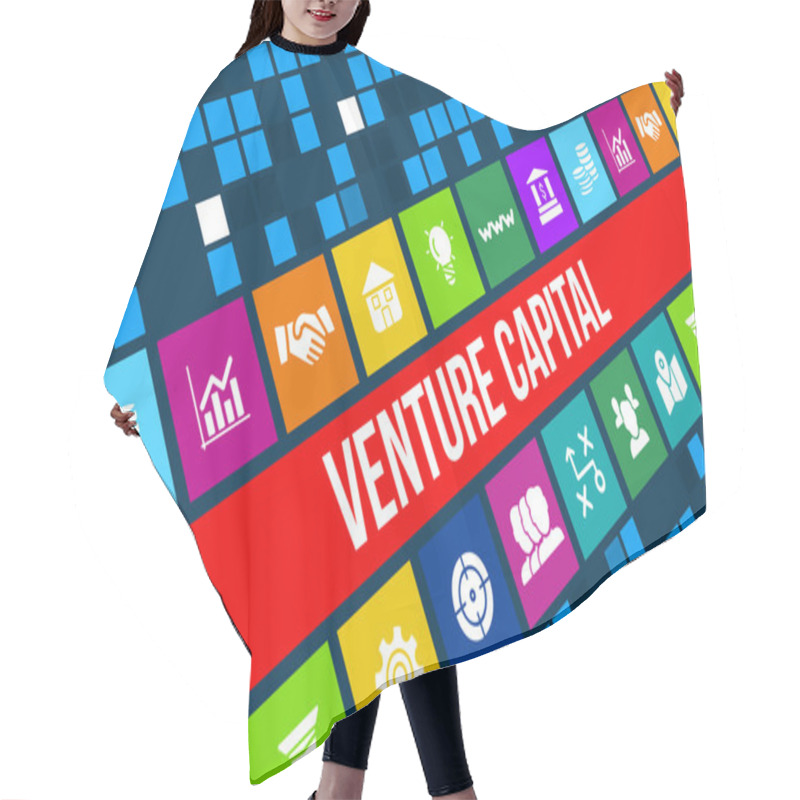 Personality  Venture Capital  Concept Image With Business Icons And Copyspace. Hair Cutting Cape