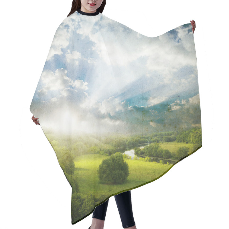 Personality  Grunge Landscape Hair Cutting Cape