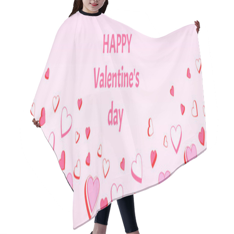 Personality  Sweet And Playful Valentine's Day Background With Pink And Red Layered Hearts On A Light Pastel Pink Backdrop. Perfect For Greeting Cards, Love Notes, Banners, Or Romantic Designs. Hair Cutting Cape