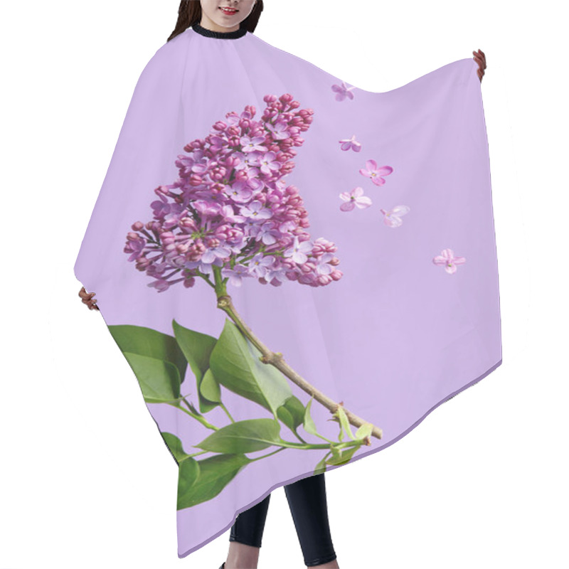 Personality  Lilac Blossoming Flower On Purple Background Hair Cutting Cape