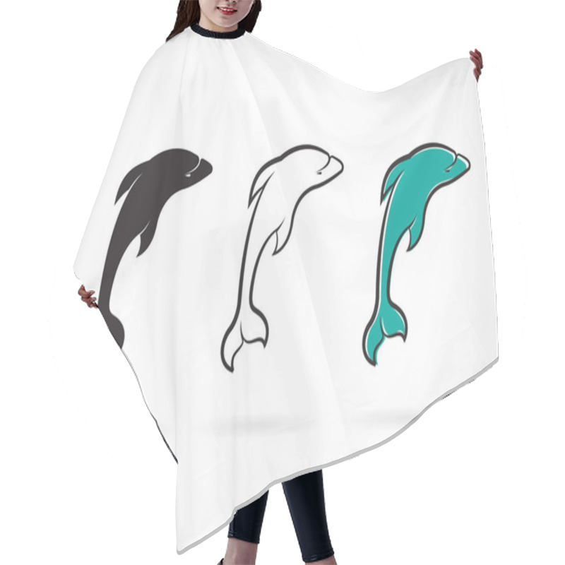 Personality  Vector Of Dolphin Design On A White Background,. Sea Animals. Fish Icon.Easy Editable Layered Vector Illustration.  Hair Cutting Cape