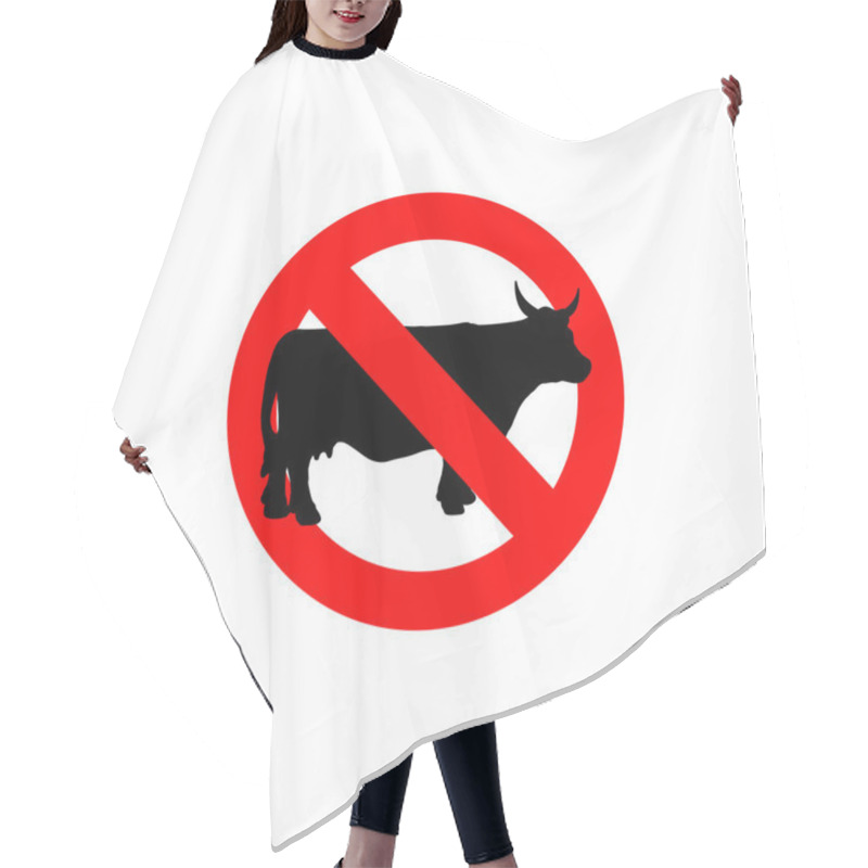 Personality  Stop Cow. Prohibited Cattle. Frozen Farm Animal. Red Forbidden S Hair Cutting Cape