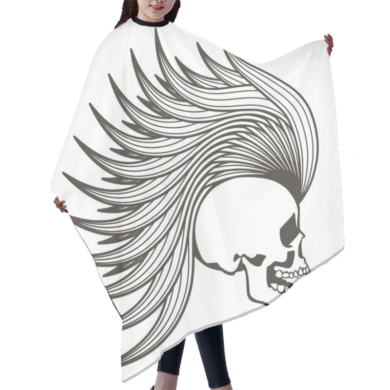 Personality  Skull With Mohawk. Vector Background Hair Cutting Cape