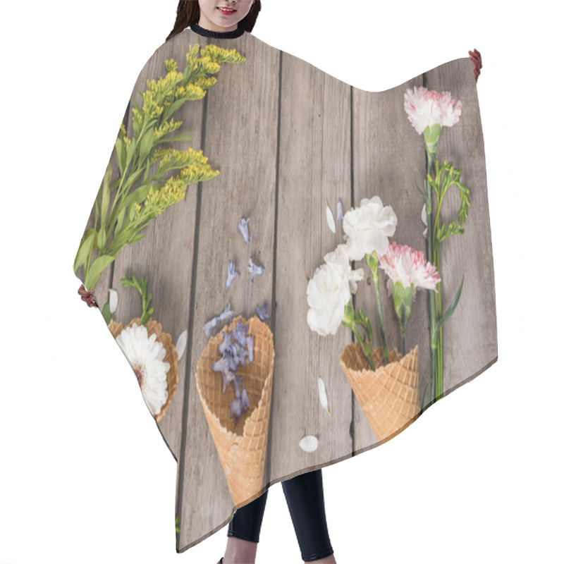 Personality  Flowers In Waffle Cones  Hair Cutting Cape