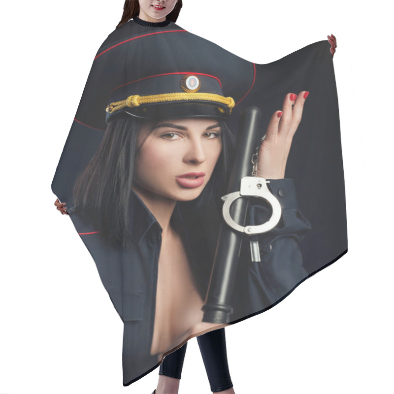 Personality  Portrait Of A Woman In A Russian Police Uniform English Translation Police Hair Cutting Cape