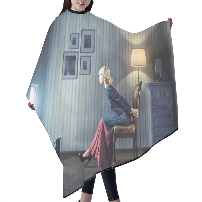 Personality  Woman Watching Tv Hair Cutting Cape