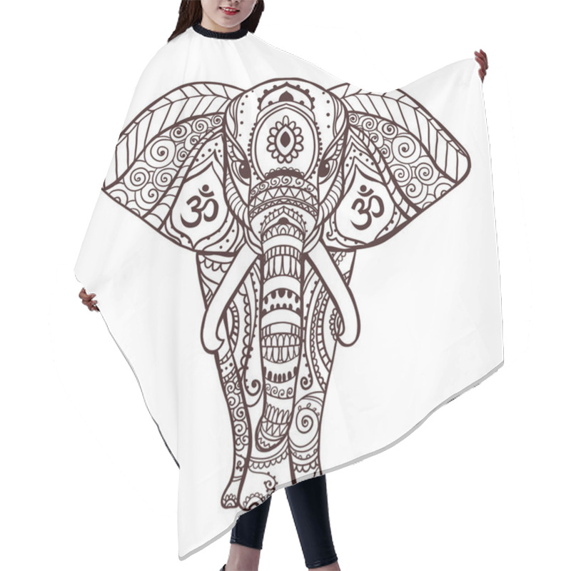 Personality  Boho Black Elephant. Vector Illustration. Floral Design Hair Cutting Cape