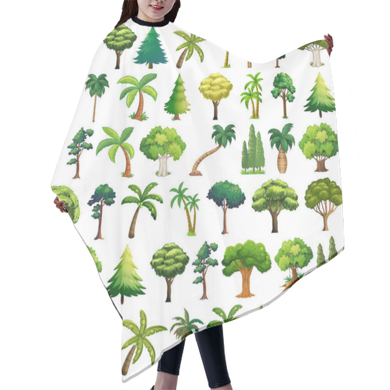 Personality  Set Of Variety Plants And Trees Illustration Hair Cutting Cape