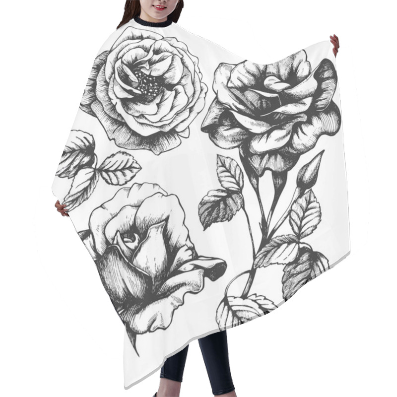 Personality  Hand-drawn Roses Hair Cutting Cape