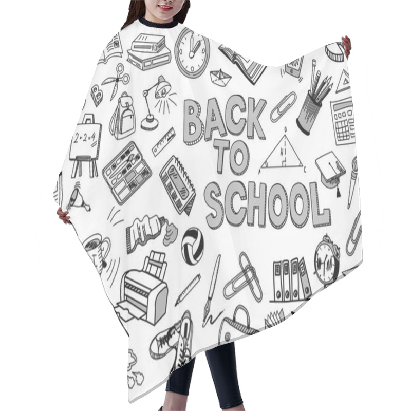 Personality  School And Education Illustration Doodles Hand Drawn Sketch With Symbols And Objects Hair Cutting Cape