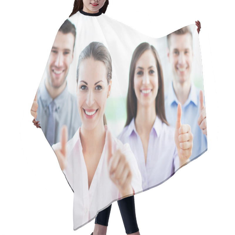 Personality  Coworkers Showing Thumbs Up Hair Cutting Cape