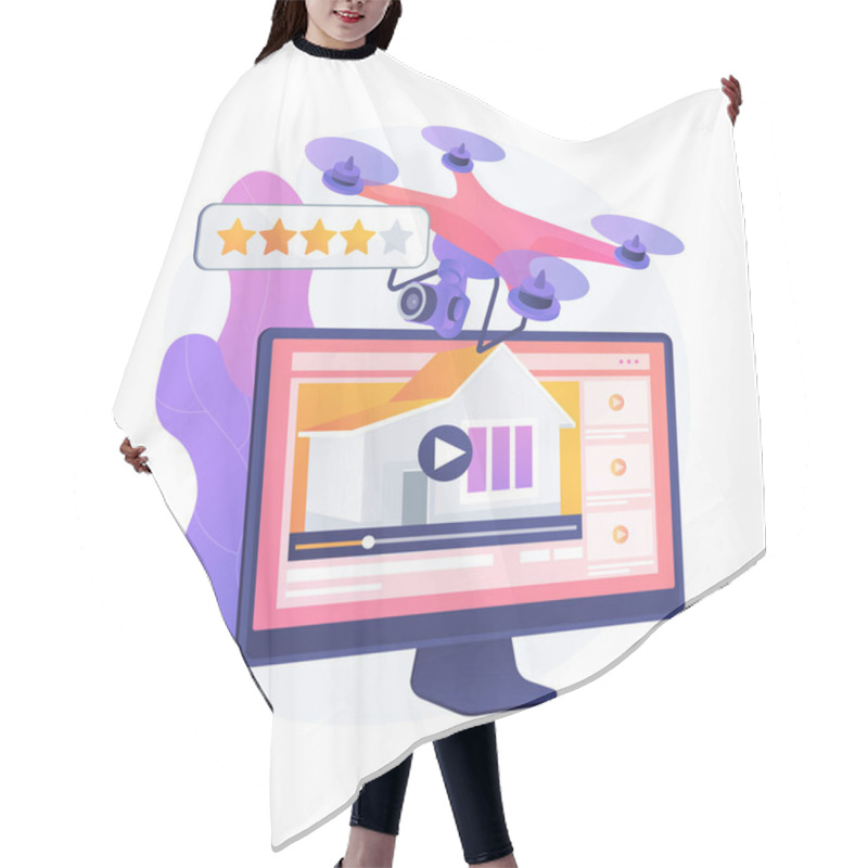 Personality  Real Estate Video Tour Abstract Concept Vector Illustration. Real Estate Marketing, Online Streaming Drone Video, Promotional Shooting, Open House, Full-motion Walk-through Abstract Metaphor. Hair Cutting Cape