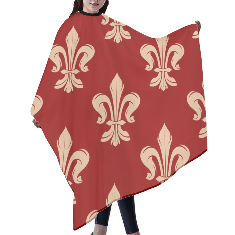 Personality  Red Floral Seamless Pattern With Fleur-de-lis Hair Cutting Cape