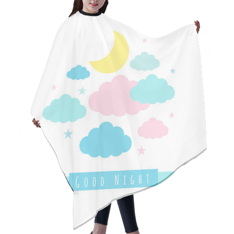 Personality  Childish Background With Moon Clouds And Stars Hair Cutting Cape