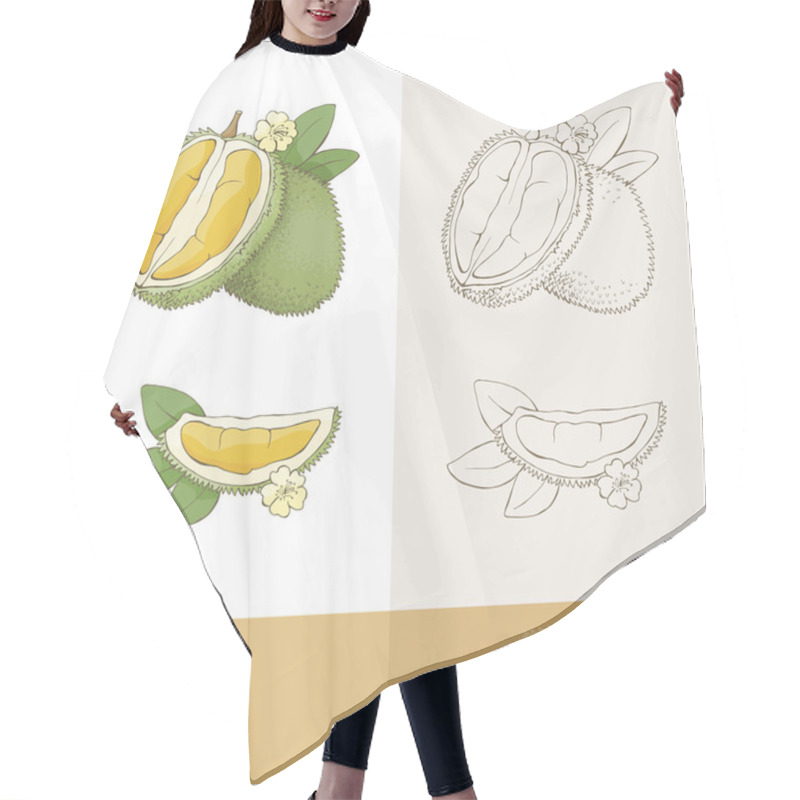 Personality  Durian Fruit With Section Hair Cutting Cape