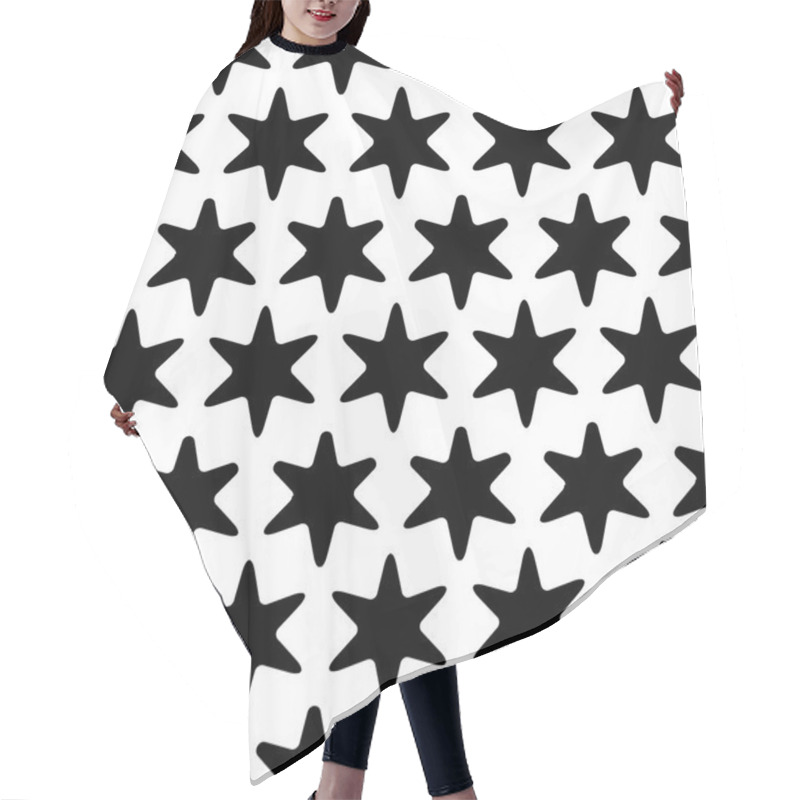 Personality  Vector Modern Seamless Geometry Pattern Star, Black And White Abstract Geometric Background, Pillow Print, Monochrome Retro Texture, Hipster Fashion Design Hair Cutting Cape