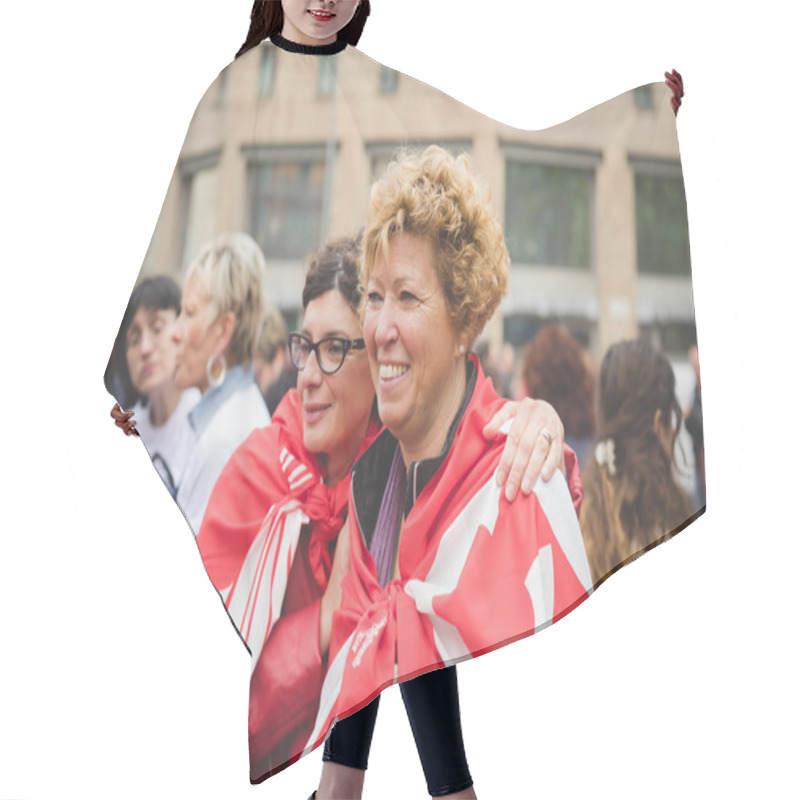 Personality  Students Manifestation In Milan 2015 Hair Cutting Cape