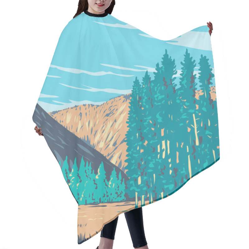 Personality  WPA Poster Art Of The Tuolumne Meadows In The Eastern Section Of Yosemite National Park, California USA Done In Works Project Administration Or Federal Art Project Style Or Federal Art Project Style. Hair Cutting Cape