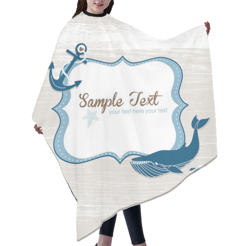 Personality  Anchor Blue Whale Card Hair Cutting Cape