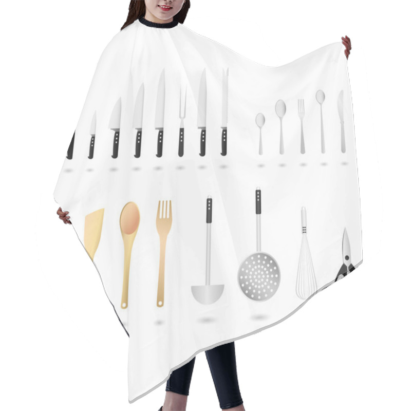 Personality  Kitchen Utensils Set Vector Hair Cutting Cape