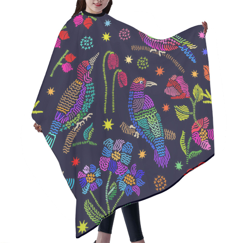 Personality  Creative Floral Embroidery Inspired By Folk Art. Hair Cutting Cape