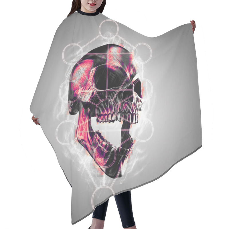 Personality  Dark Metal Screaming Skull With Tree Of Life Symbol Hair Cutting Cape