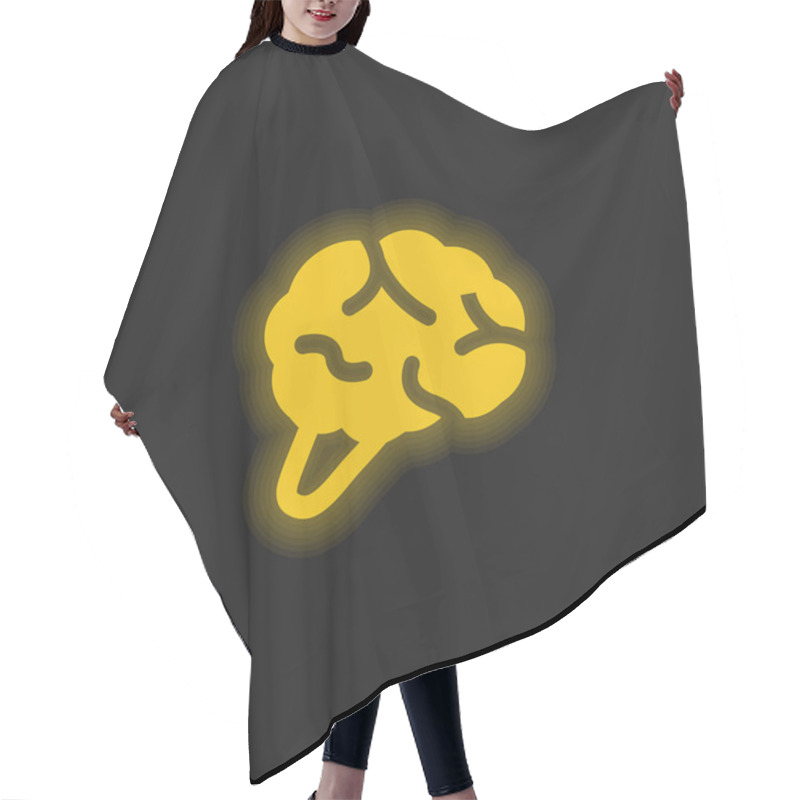 Personality  Brain Yellow Glowing Neon Icon Hair Cutting Cape