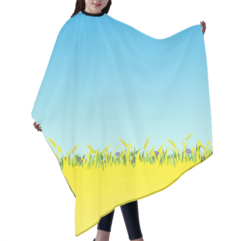 Personality  Blue Cornflowers In A Wheat Field. Hair Cutting Cape