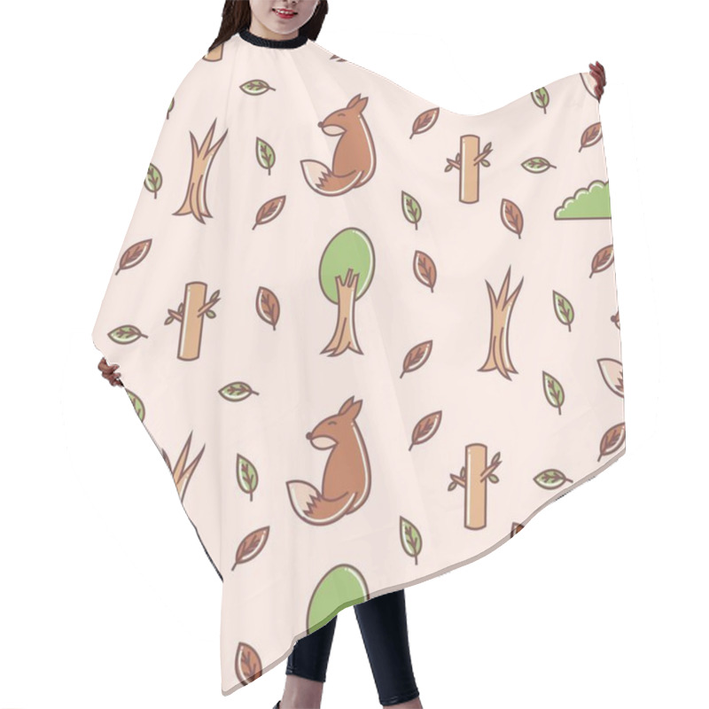 Personality  Cute Fox Seamless Pattern, Tree, Leaf, Cloud, Drawings Hair Cutting Cape