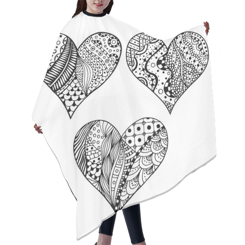 Personality  Set Of Hand Drawn Hearts Hair Cutting Cape