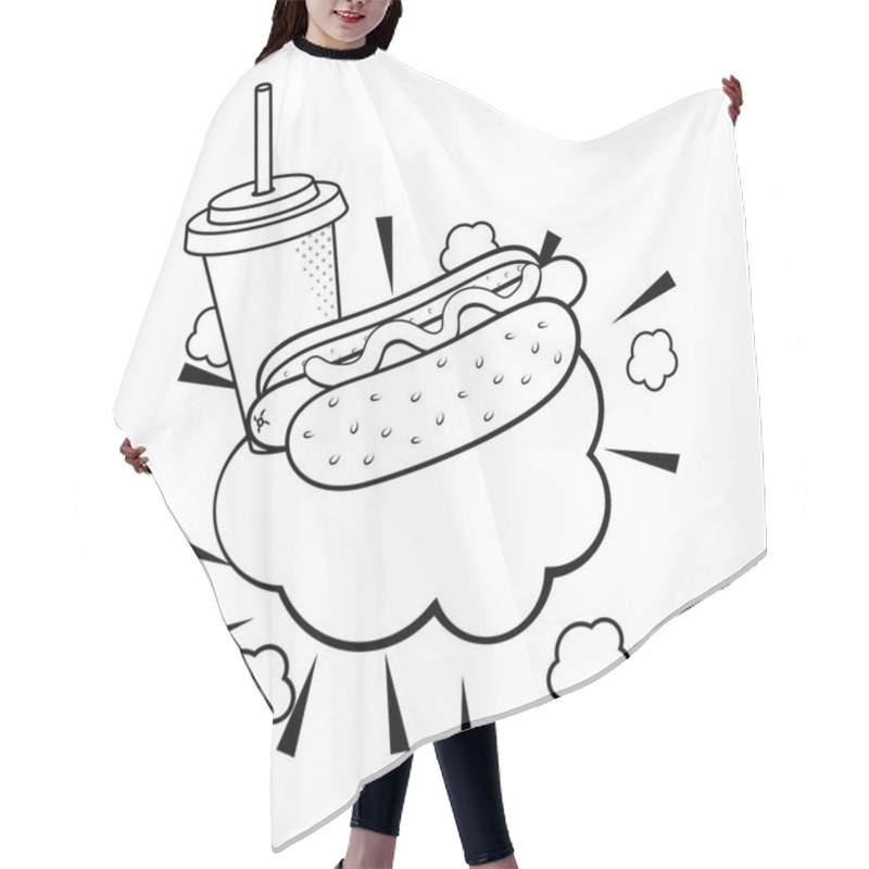 Personality  Hot Dog With Soda Black And White Hair Cutting Cape