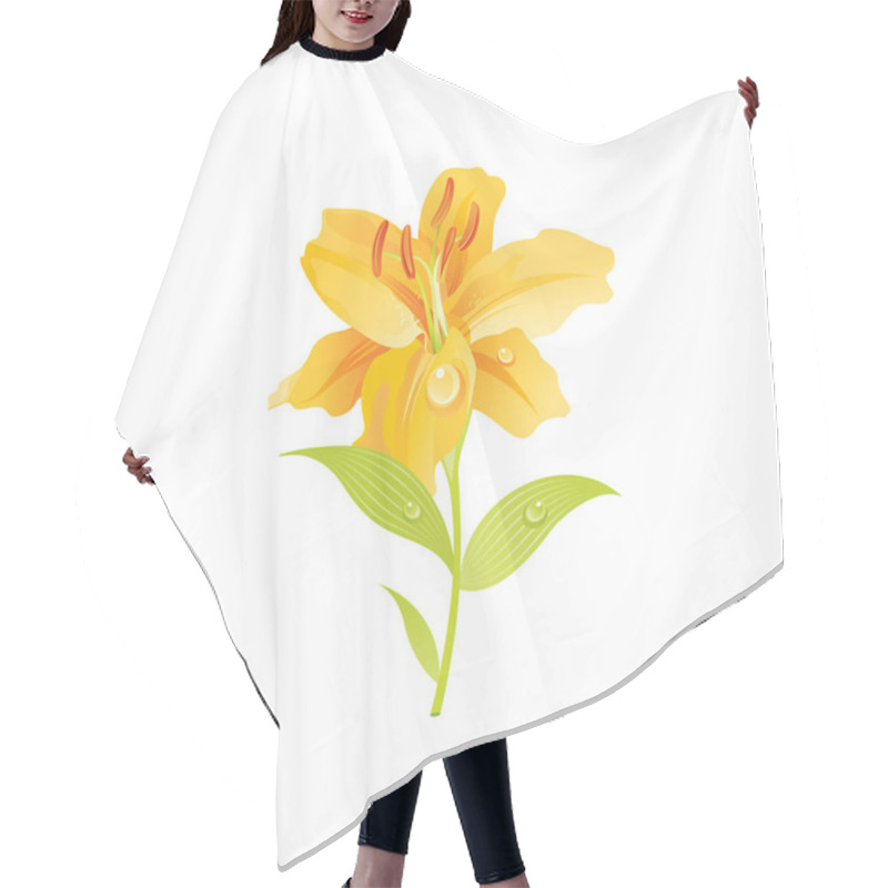 Personality  Lily Flower, Floral Icon. Realistic Cartoon Cute Plant Blossom, Spring, Summer Garden Symbol. Vector Illustration For Greeting Card, T Shirt Print, Decoration Design. Isolated On White Background Hair Cutting Cape