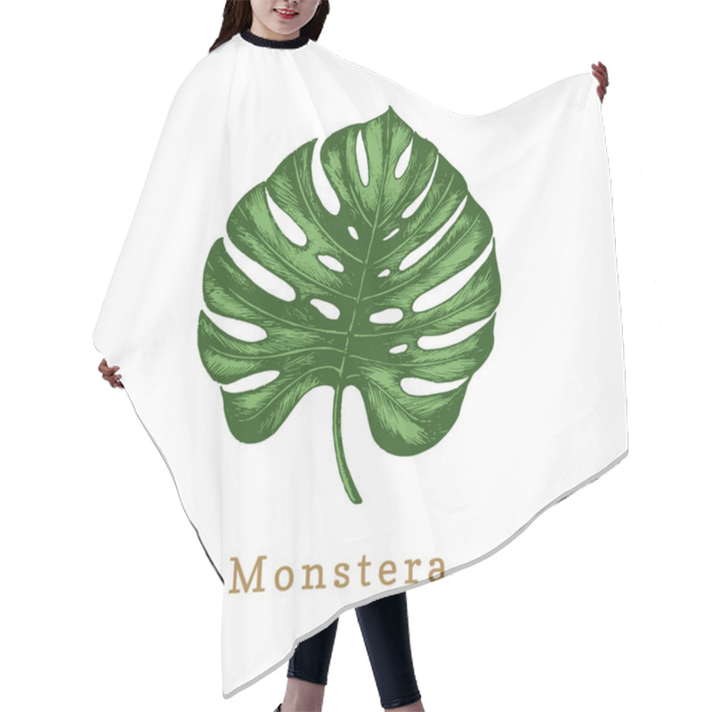 Personality  Hand-drawn Monstera Leaf On White Background Hair Cutting Cape