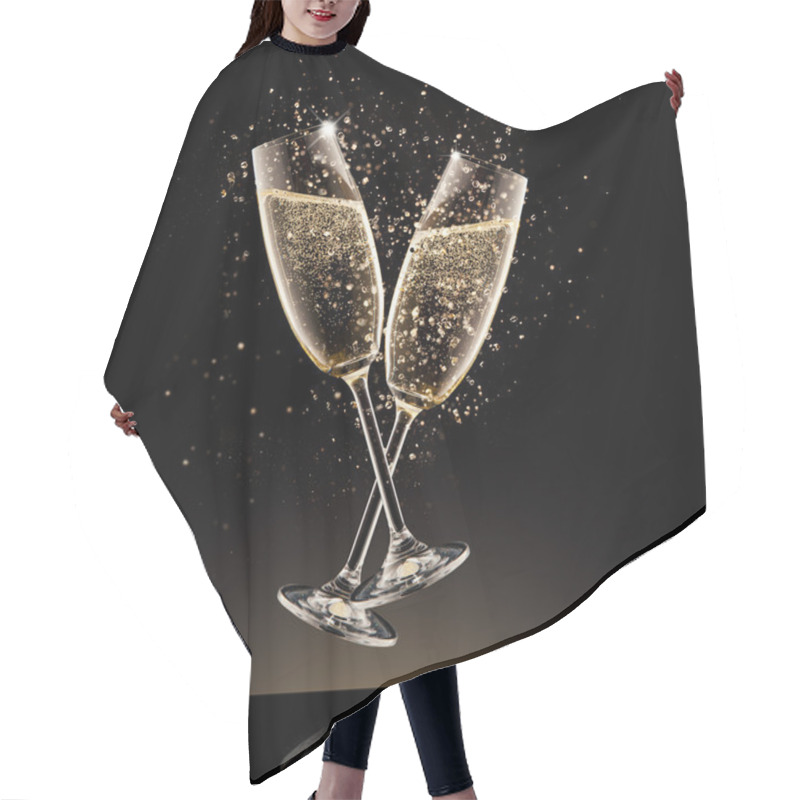 Personality  Champagne Glasses With Bubbles Hair Cutting Cape