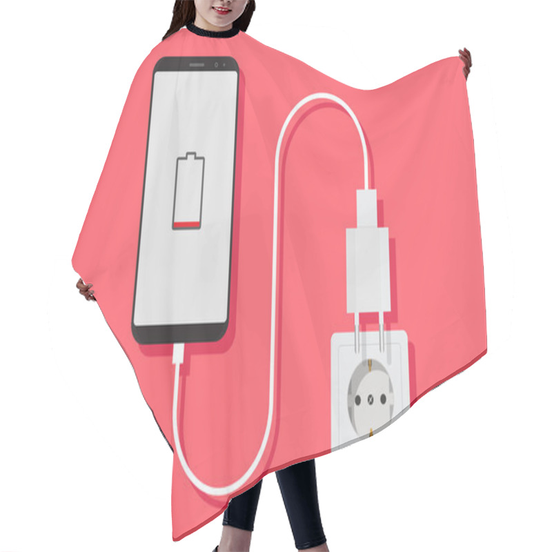 Personality  Smartphone Charger Adapter Vector Flat, Smartphone, Electric Socket, Adapter, Low Battery Notification, Flat Design Vector Illustration Hair Cutting Cape