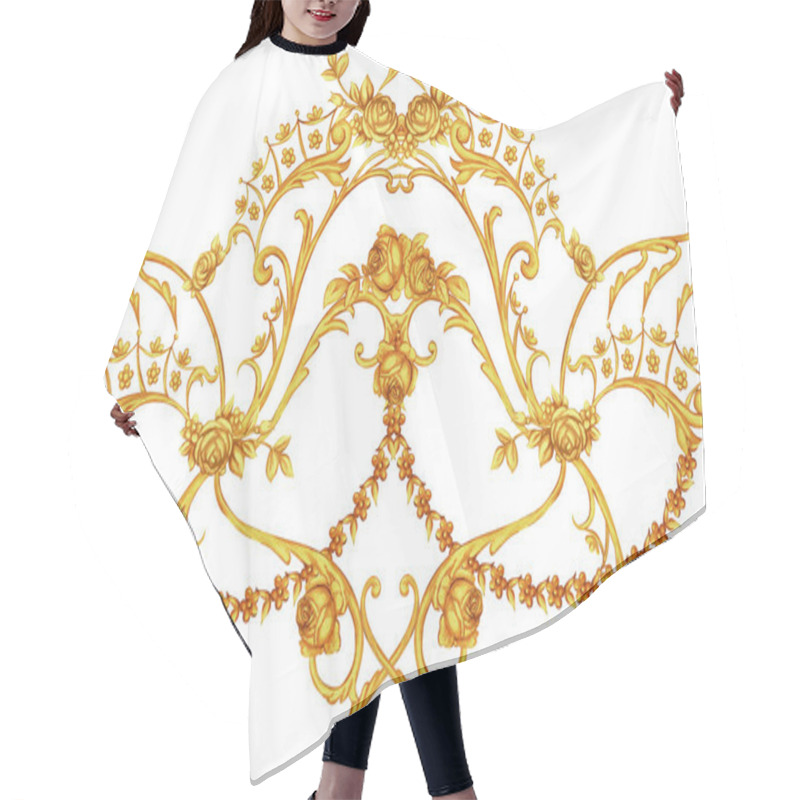 Personality  Rococo Intricate Border With Floral Elements Hair Cutting Cape