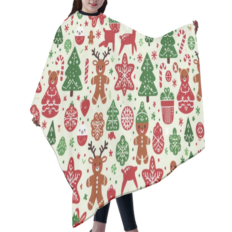 Personality  Christmas Pattern Vector Background. Hair Cutting Cape